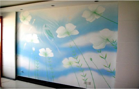 博白画墙绘怎么画好白云的蓬松感?